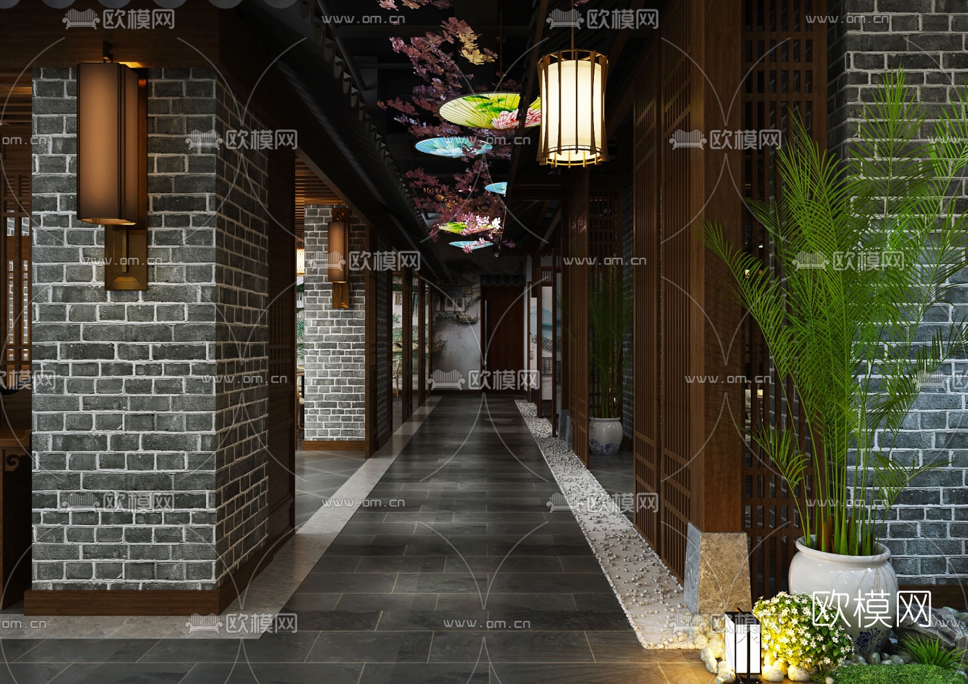 新中式中餐厅3d模型