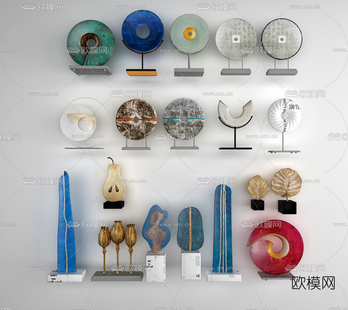 东南亚玉盘雕塑3d模型下载