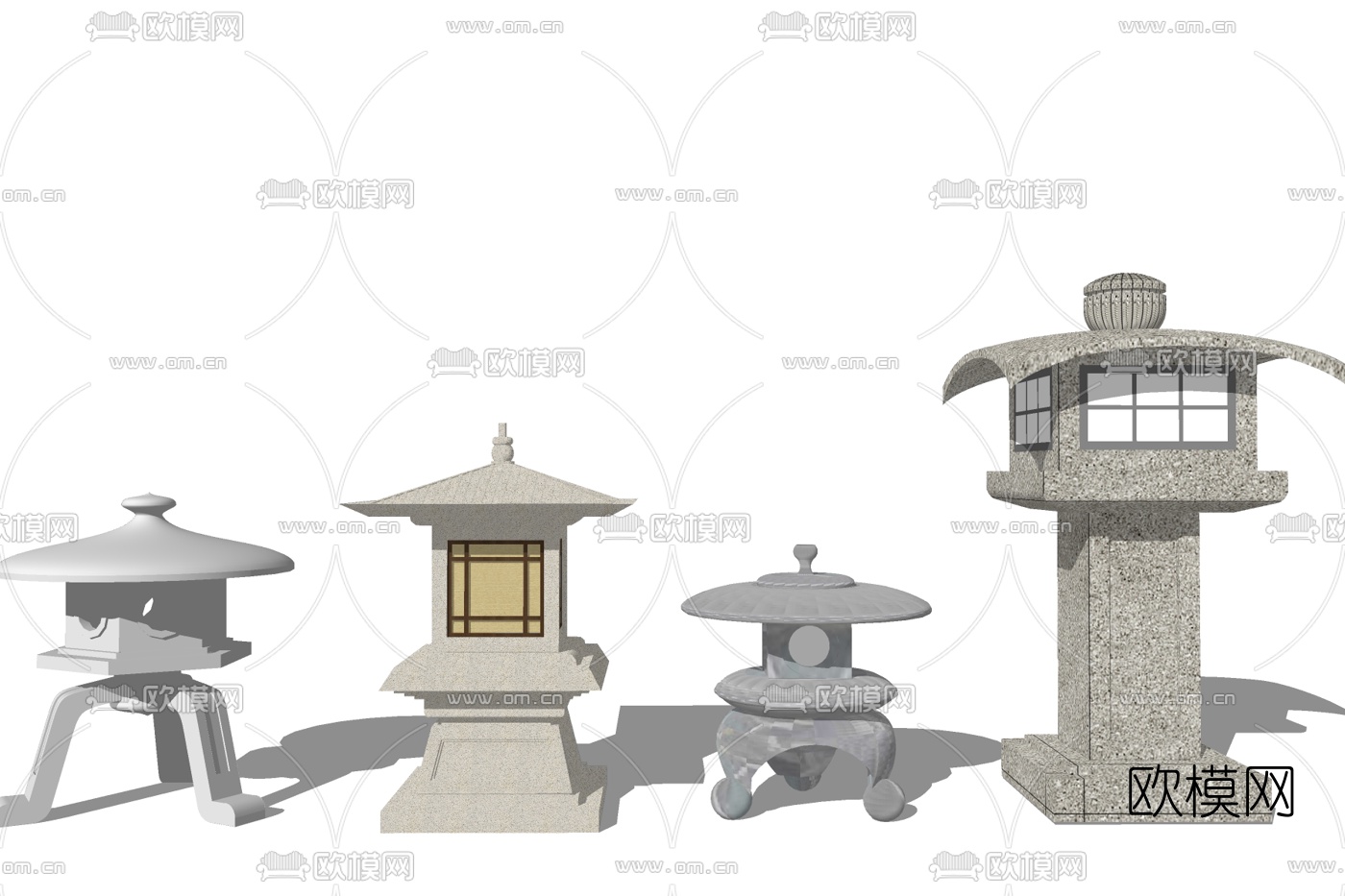 中式庭院石灯su模型下载