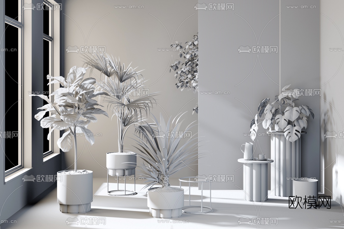 北欧绿植盆栽3d模型下载（渲染图2）