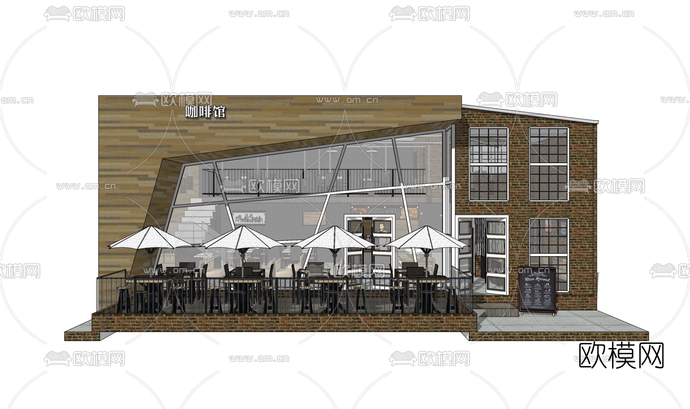 现代咖啡馆免费su模型下载