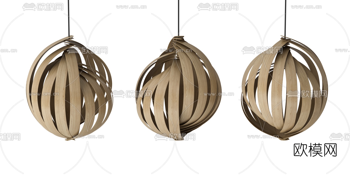 自然风木艺吊灯3d模型下载