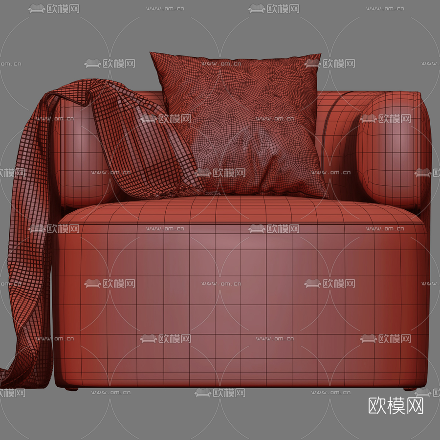 现代布艺单人沙发3d模型