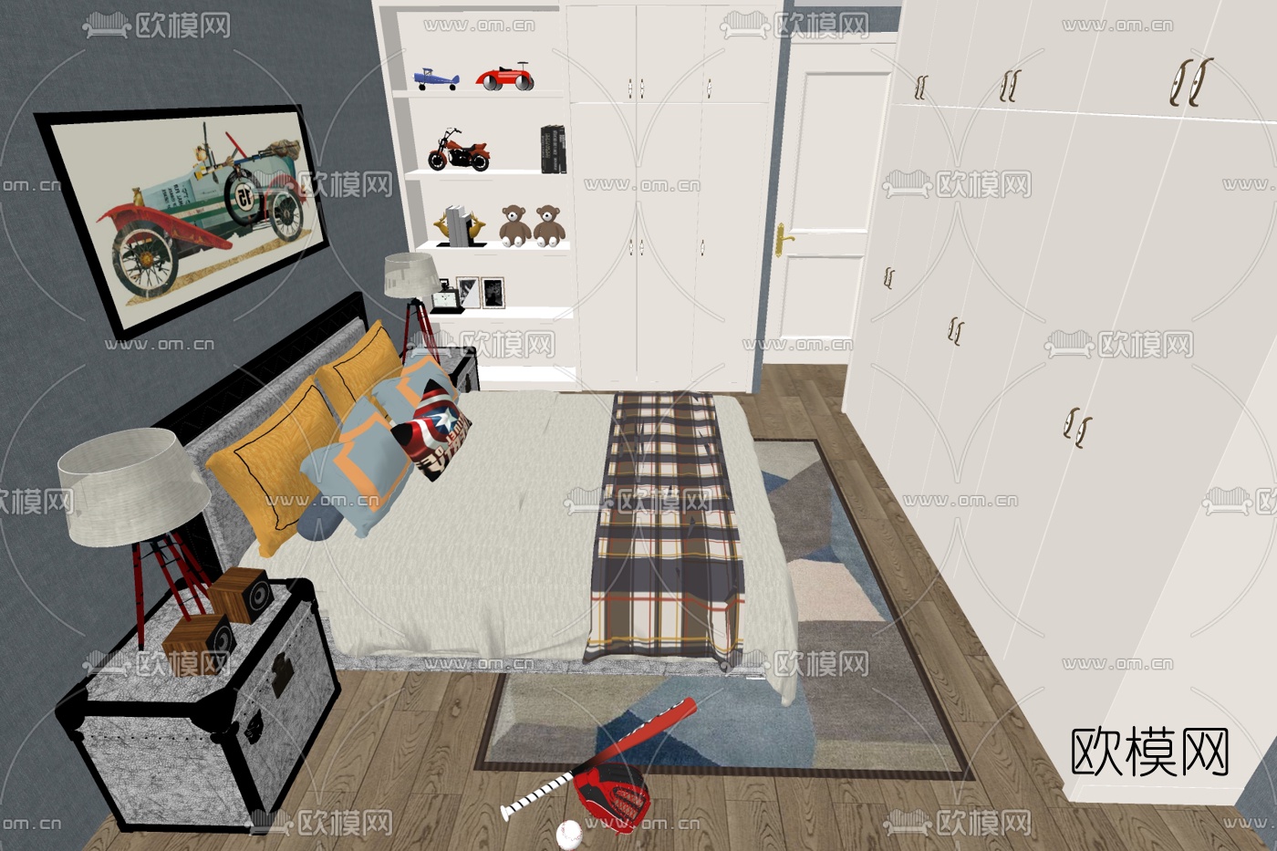 现代儿童房su模型