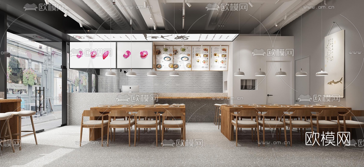 新中式快餐店3d模型下载（渲染图1）