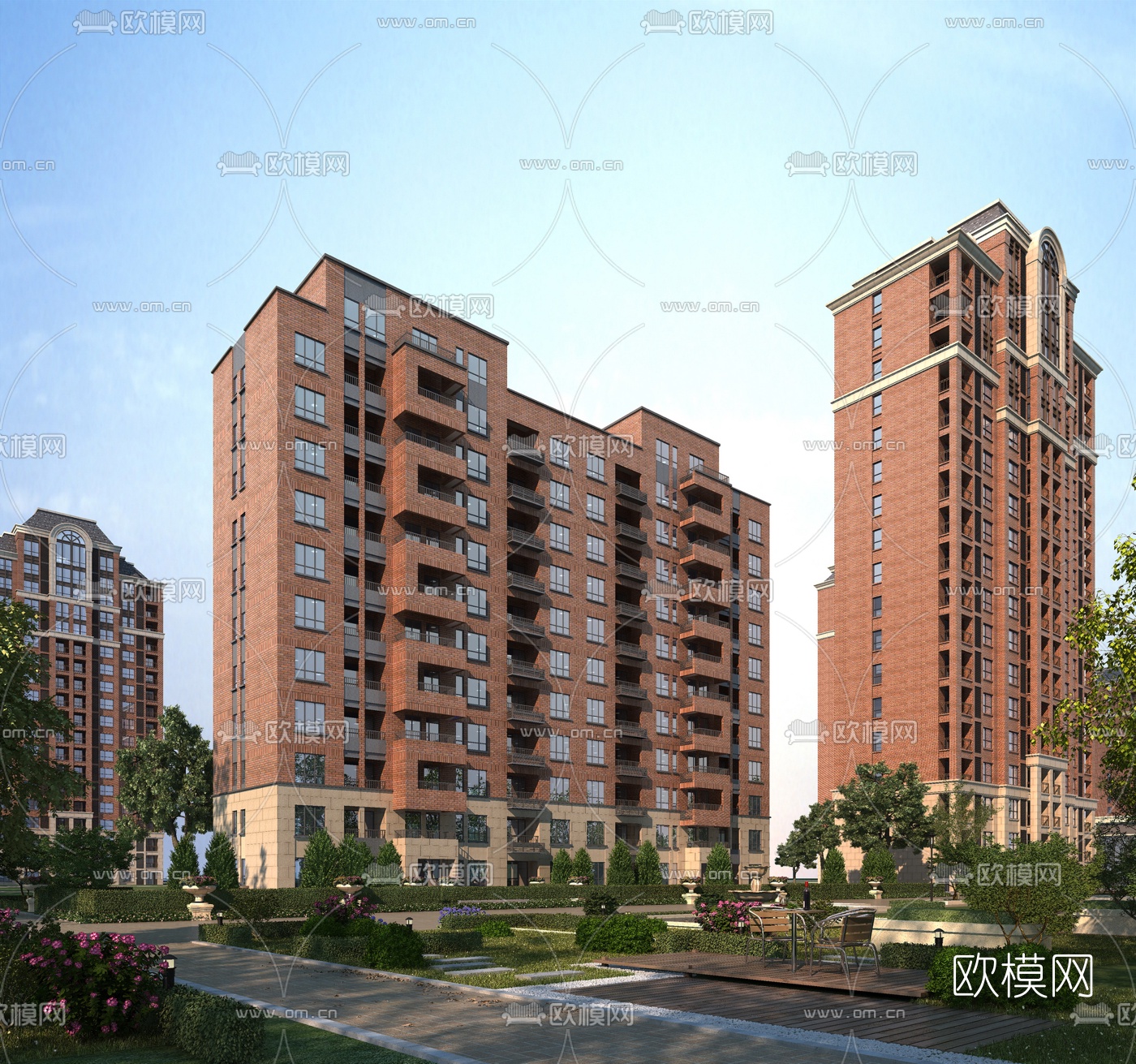 现代住宅小区建筑外观3d模型