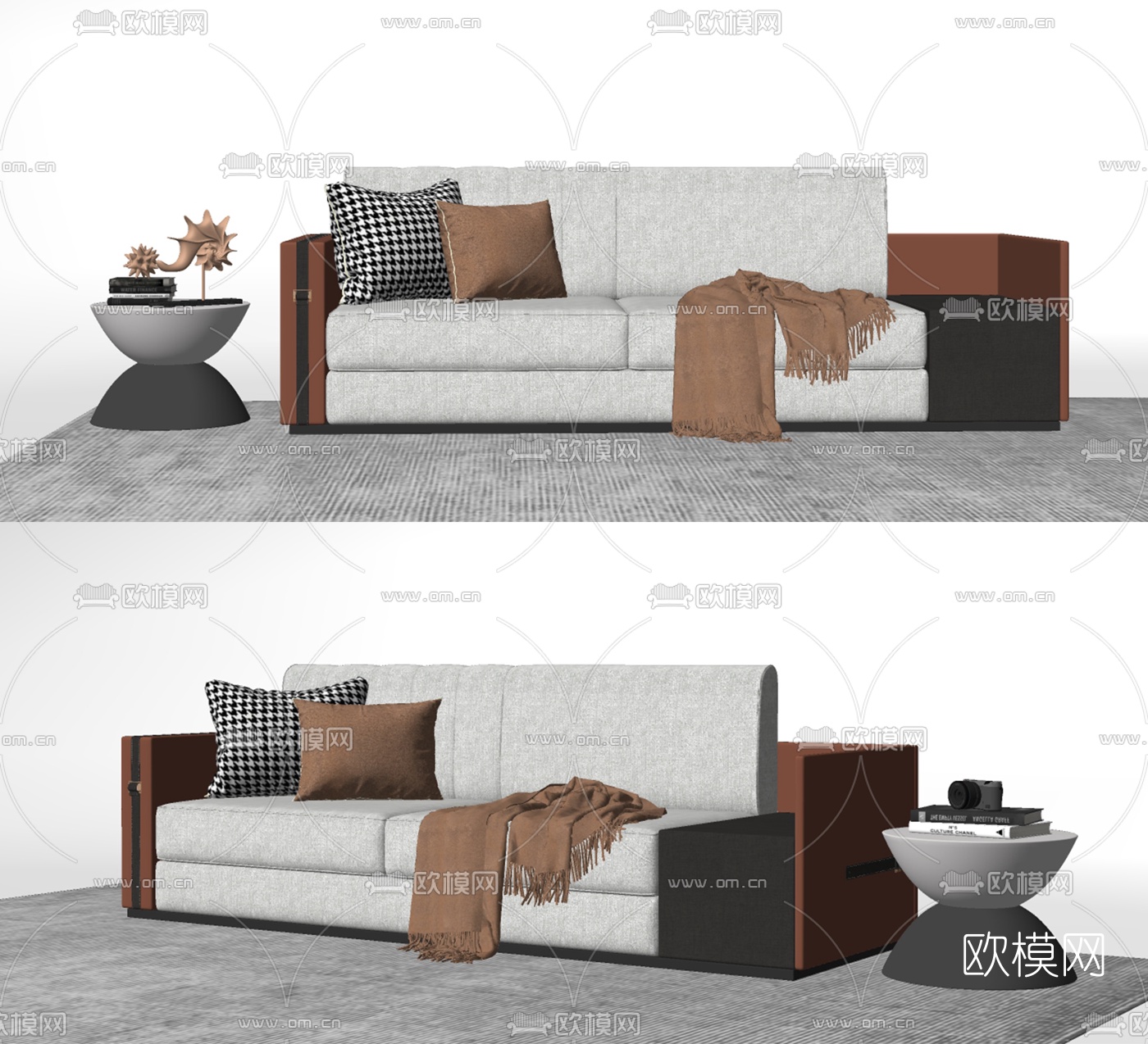 现代布艺多人沙发su模型下载（渲染图2）