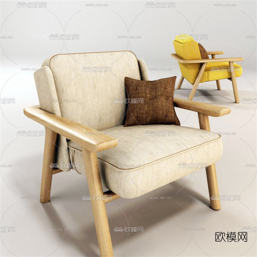 现代布艺休闲椅免费3d模型下载