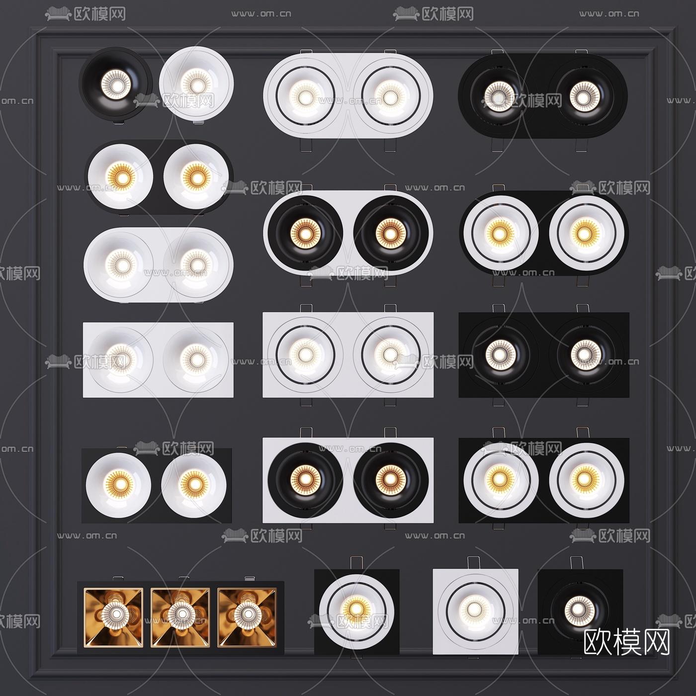 现代舞台灯筒灯3d模型
