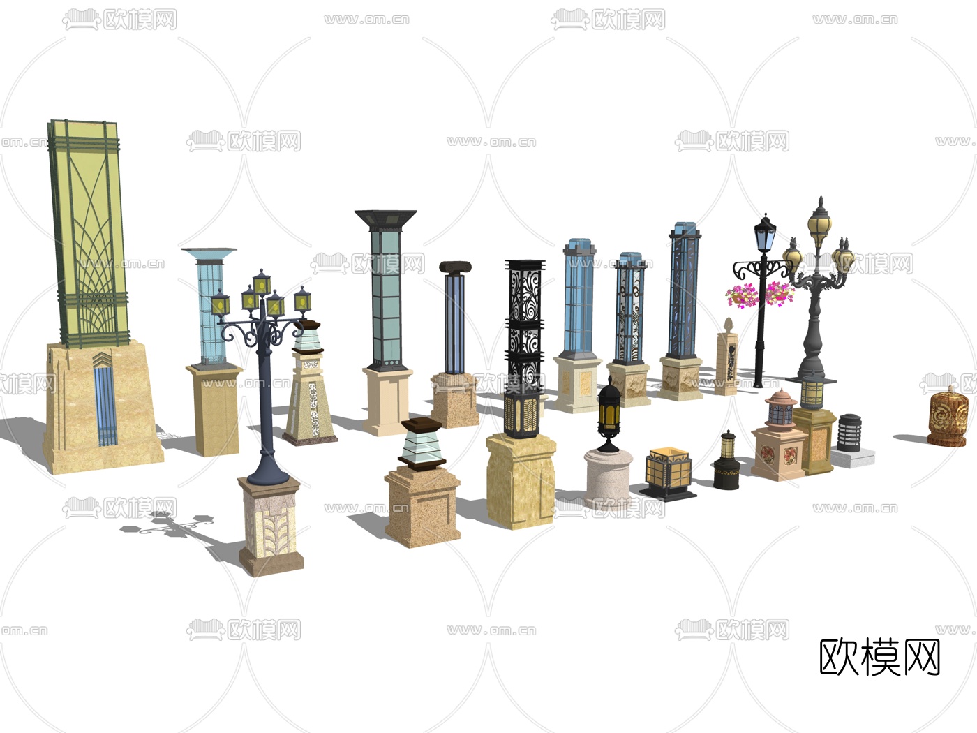 欧式景观灯su模型下载（渲染图1）