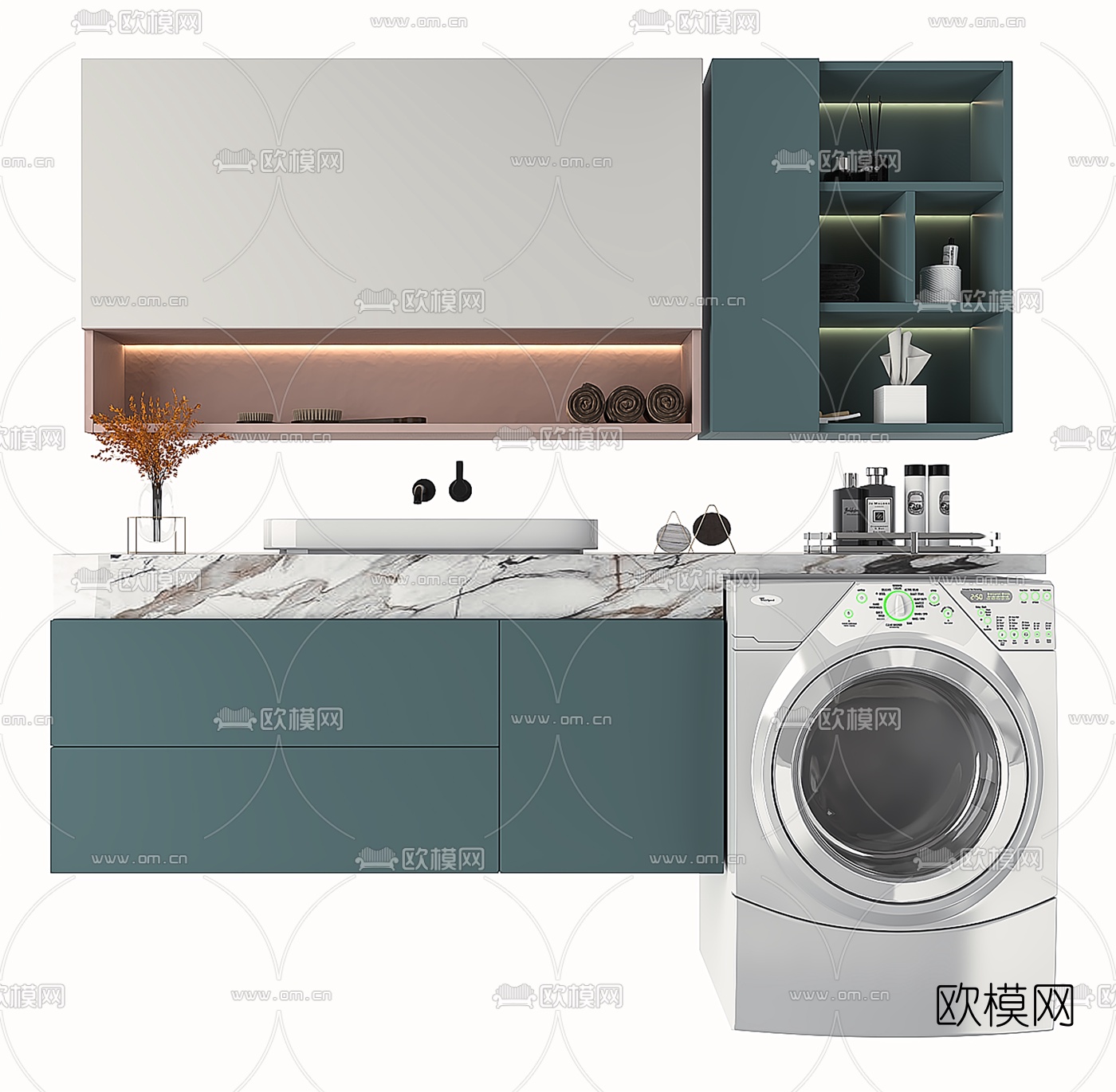 现代浴室柜架洗衣机3d模型