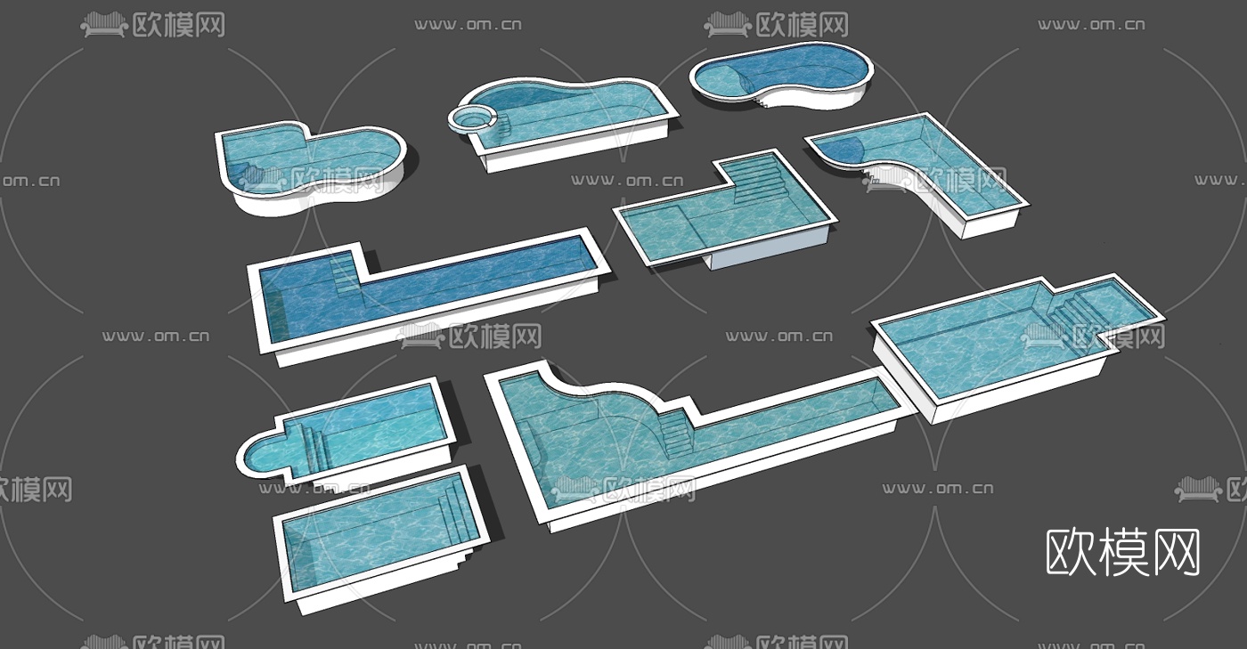 现代儿童泳池su模型下载（渲染图2）