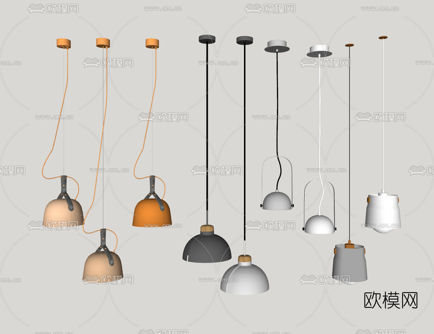 工业风金属吊灯su模型下载（渲染图2）
