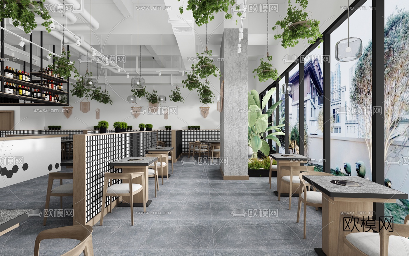 北欧水晶焖锅火锅店3d模型下载（渲染图1）