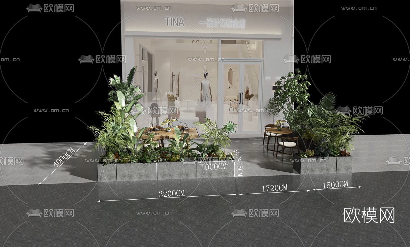 现代服装店门头门面免费3d模型下载