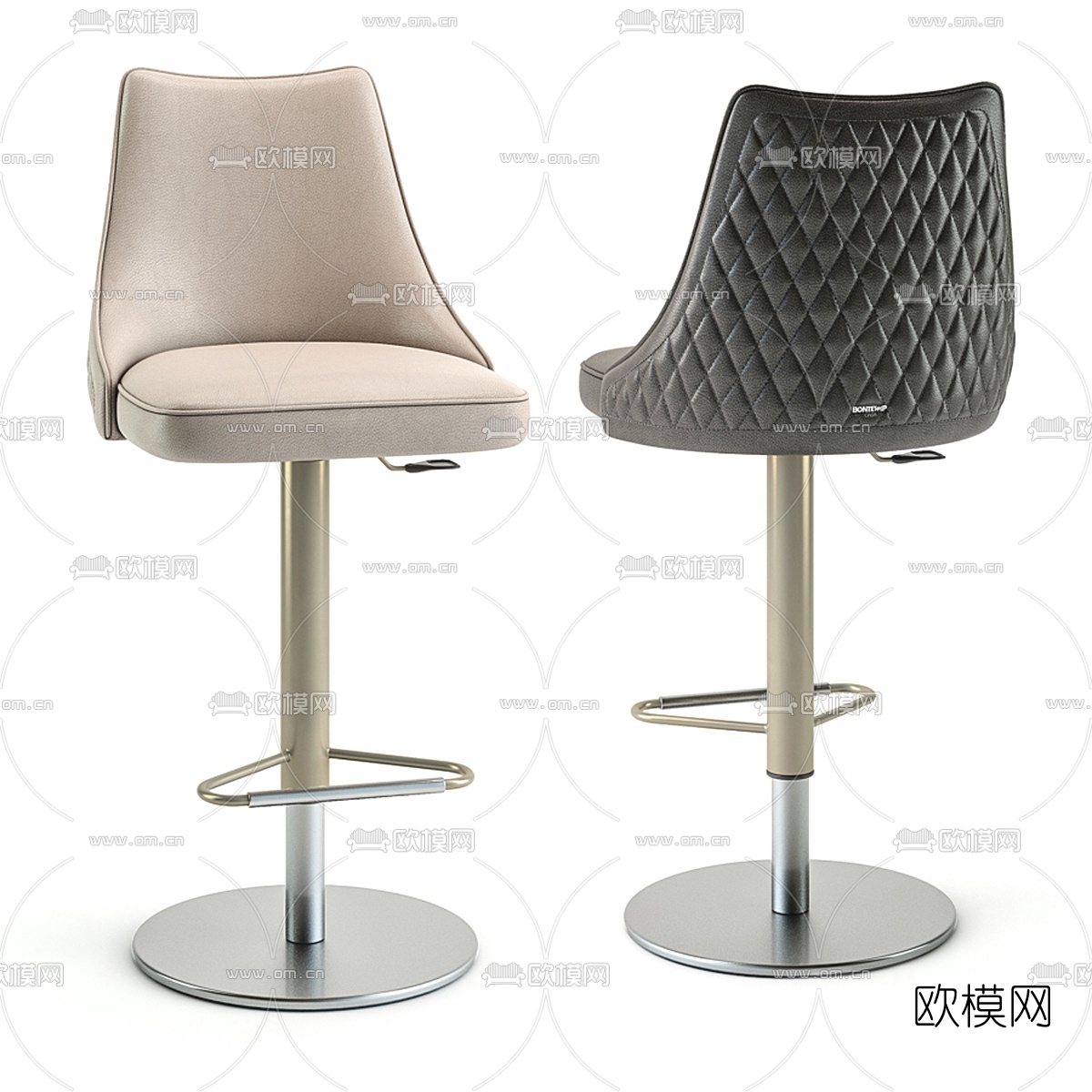 现代皮革吧台椅3d模型