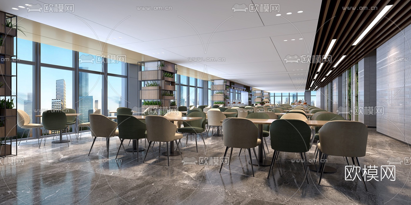 现代自助餐厅3d模型