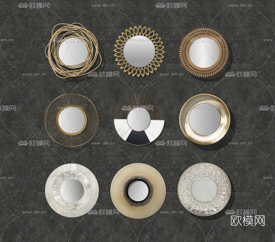 现代玄关镜装饰镜挂镜su模型下载