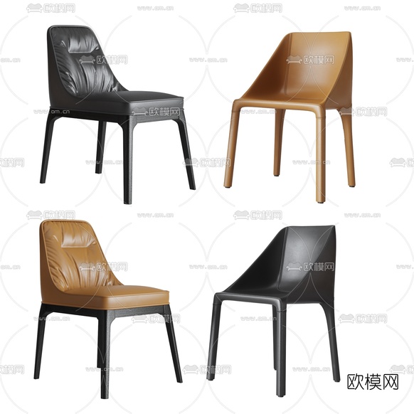 现代皮革单椅3d模型下载