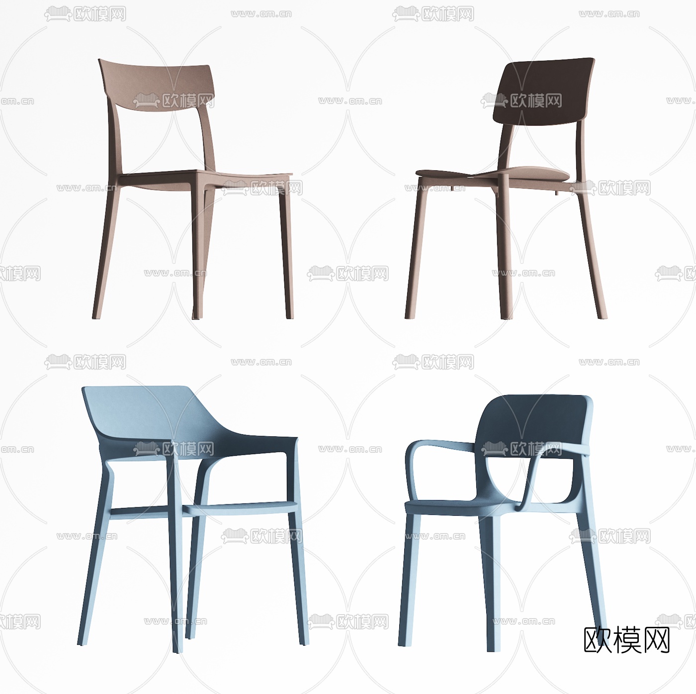 现代单椅扶手椅餐椅3d模型