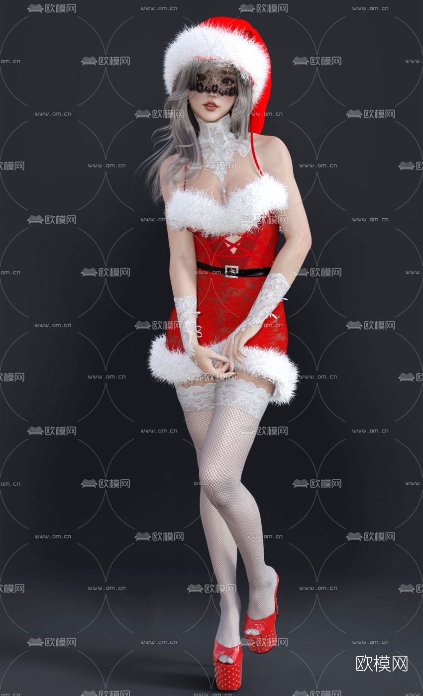 现代女性圣诞人物3d模型