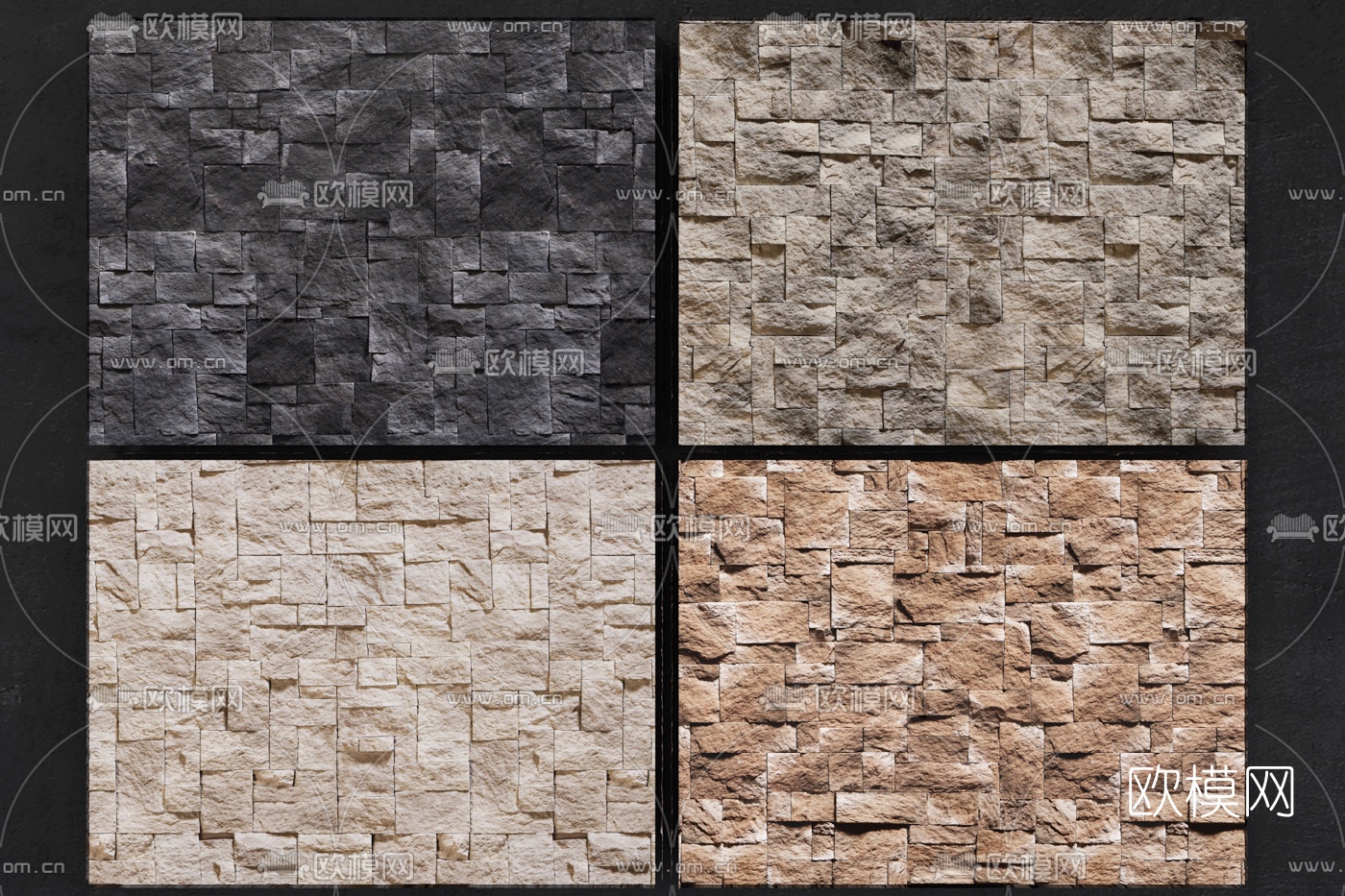 现代户外砖墙3d模型下载