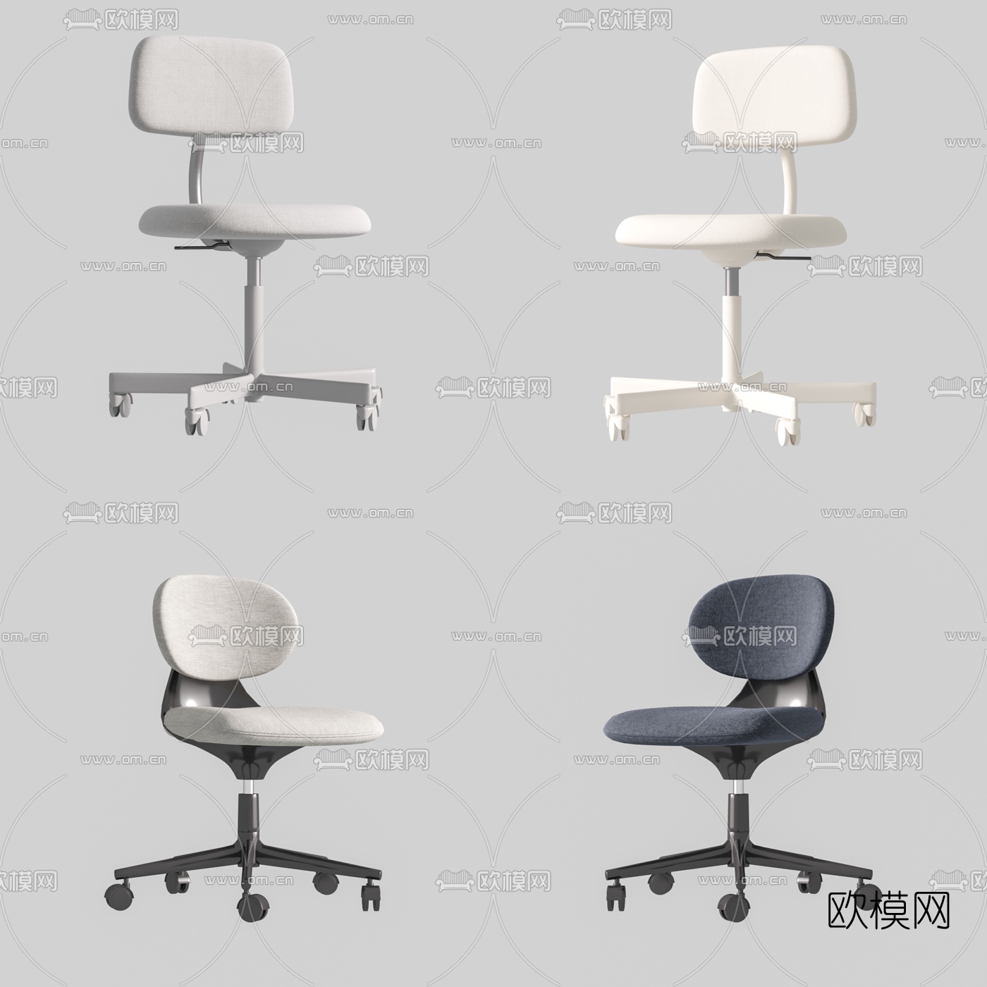 现代布艺办公椅3d模型下载