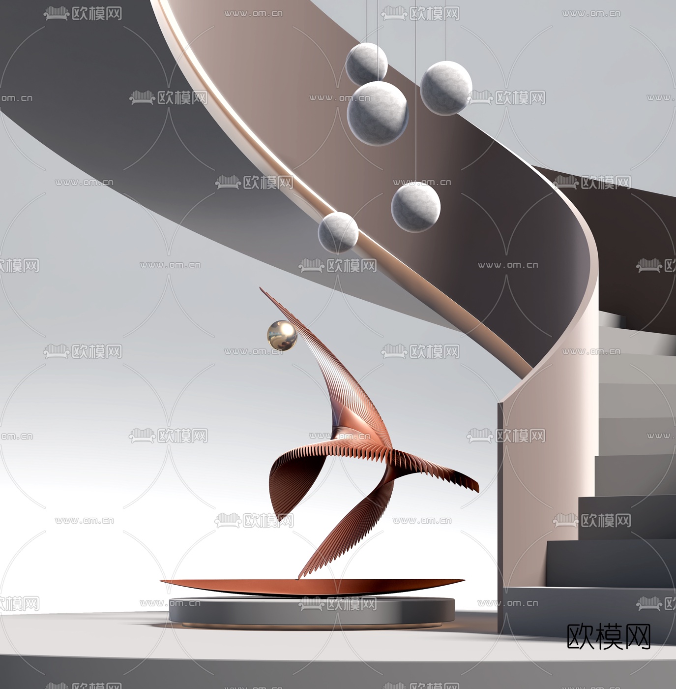 现代抽象雕塑3d模型