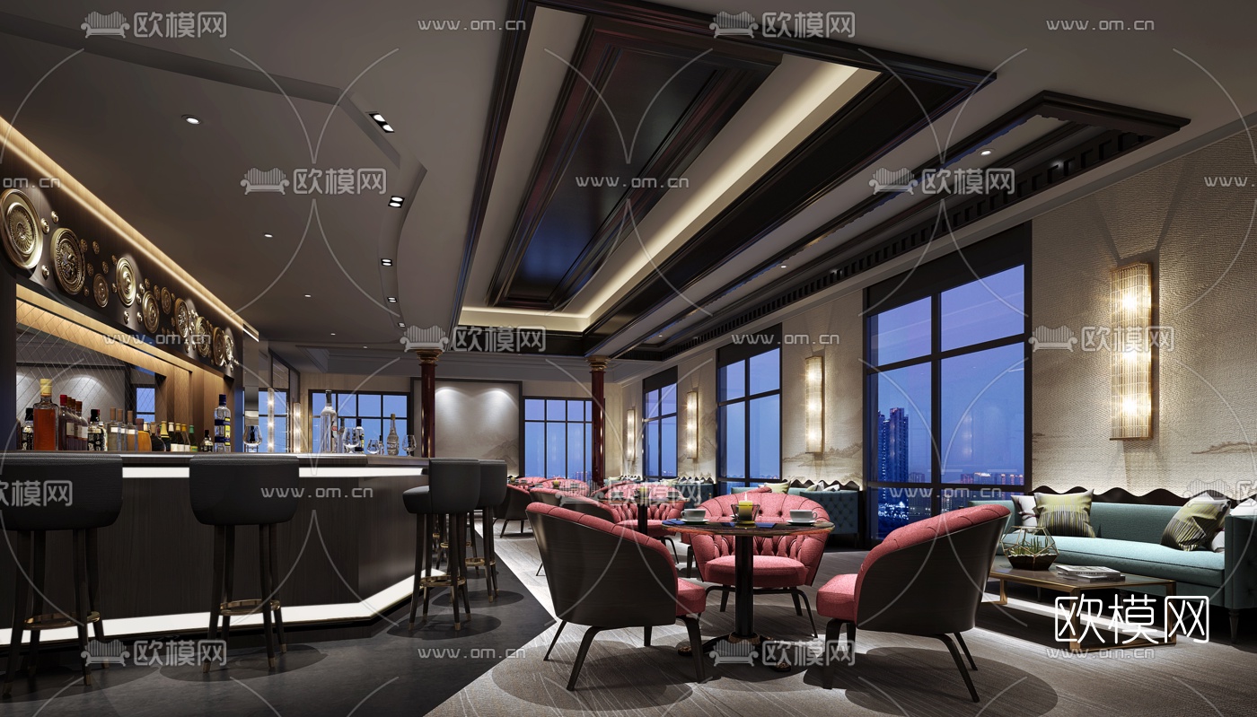 现代西餐厅免费3d模型下载