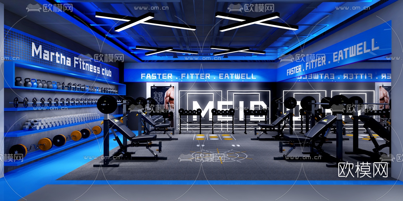 现代健身房免费3d模型下载
