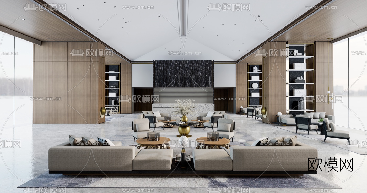 现代售楼处洽谈区su模型下载