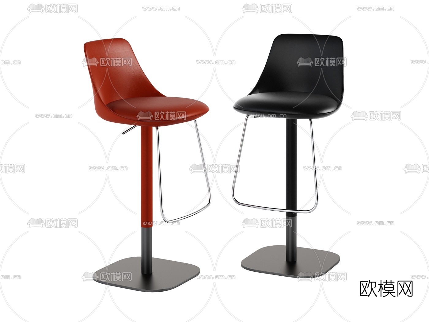 Bonaldo 现代皮革吧台椅3d模型下载