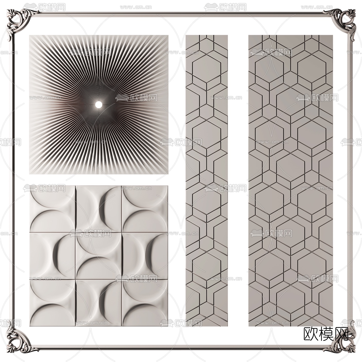 现代创意拼花瓷砖3d模型下载