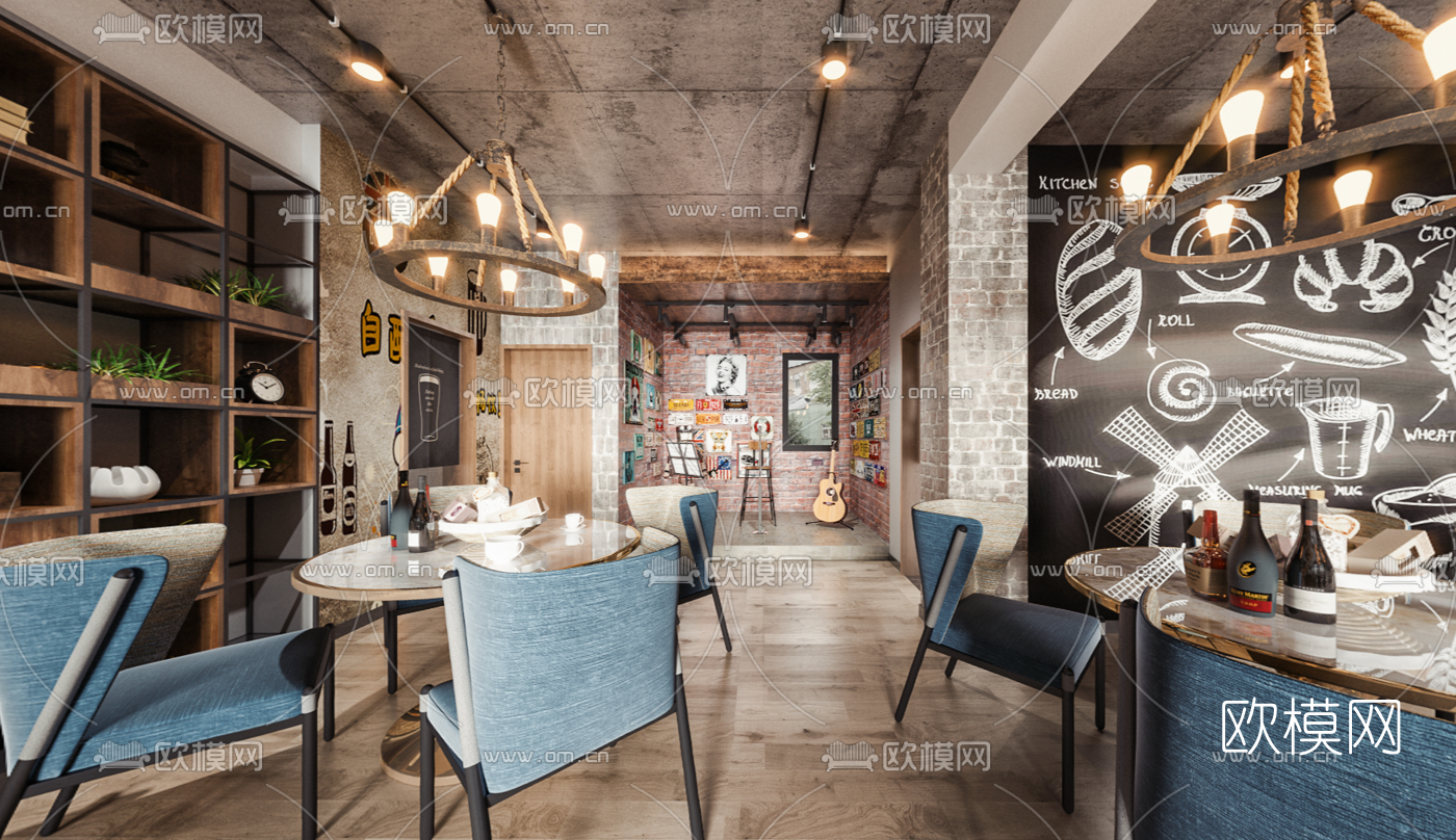 工业风啤酒屋休闲酒吧cr全景3d模型
