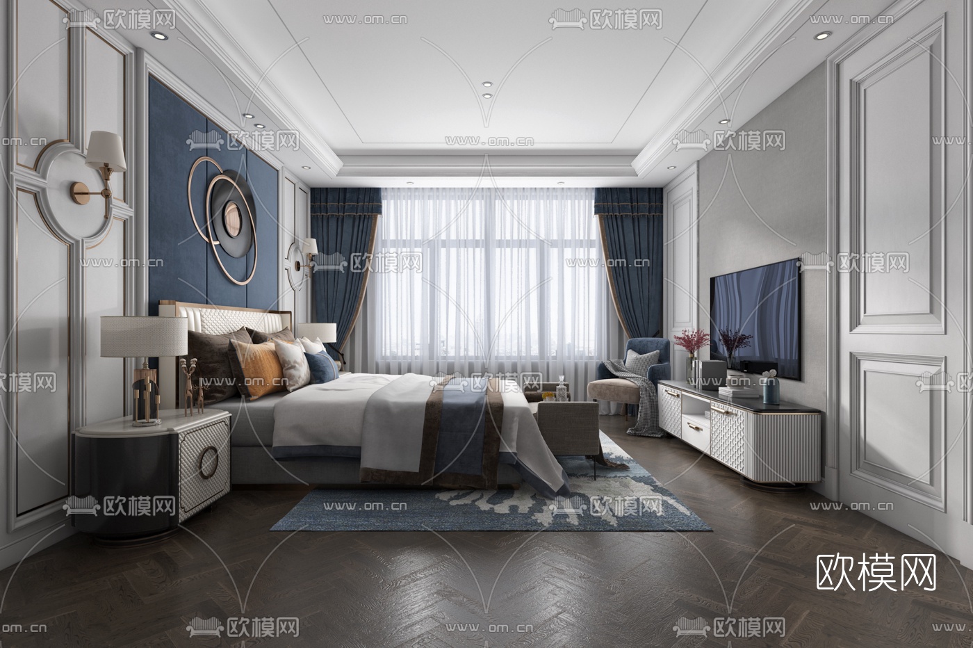简欧轻奢卧室3d模型