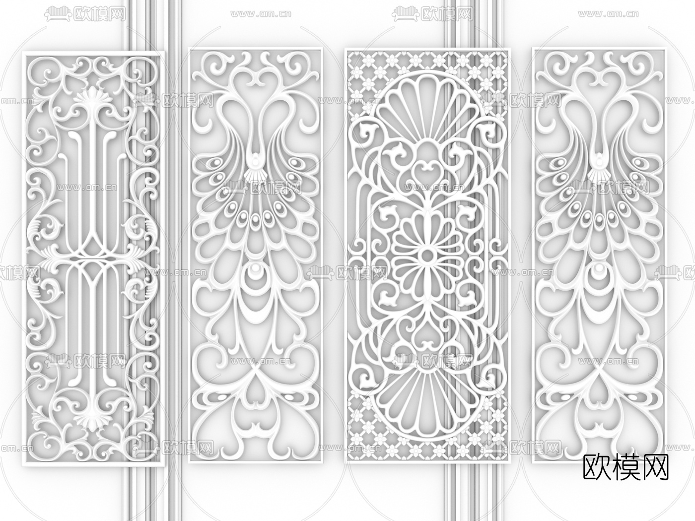 简欧金属雕花隔断3d模型