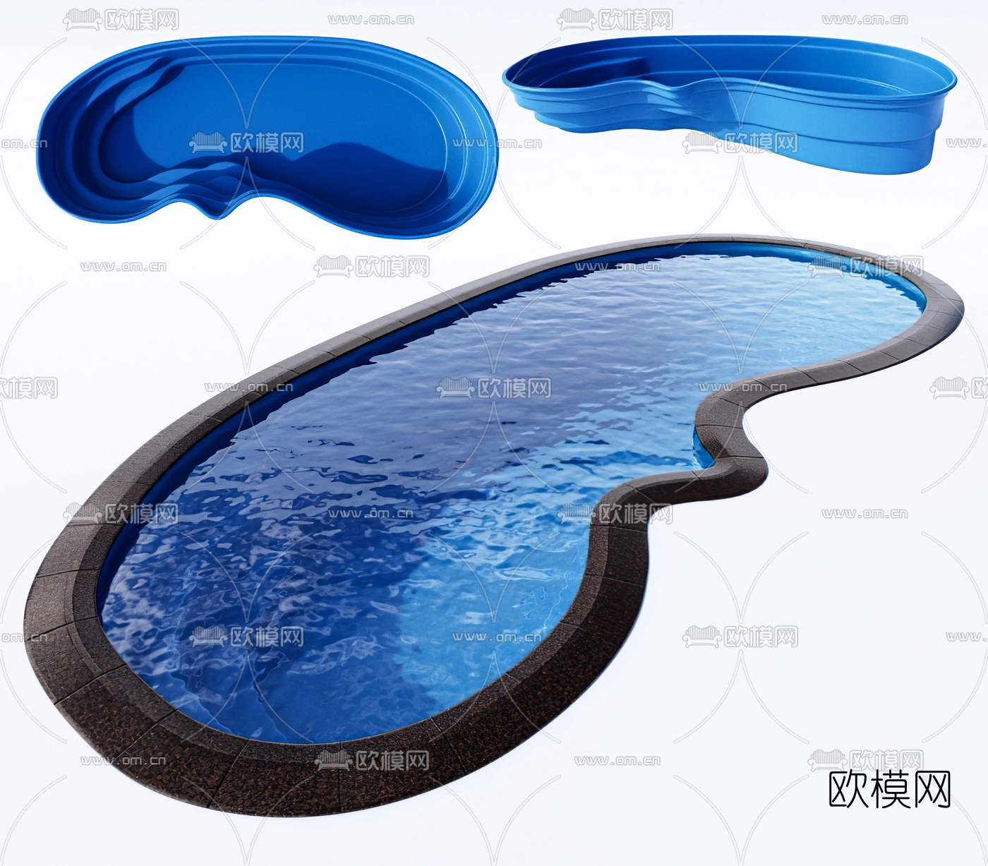 现代游泳池3d模型