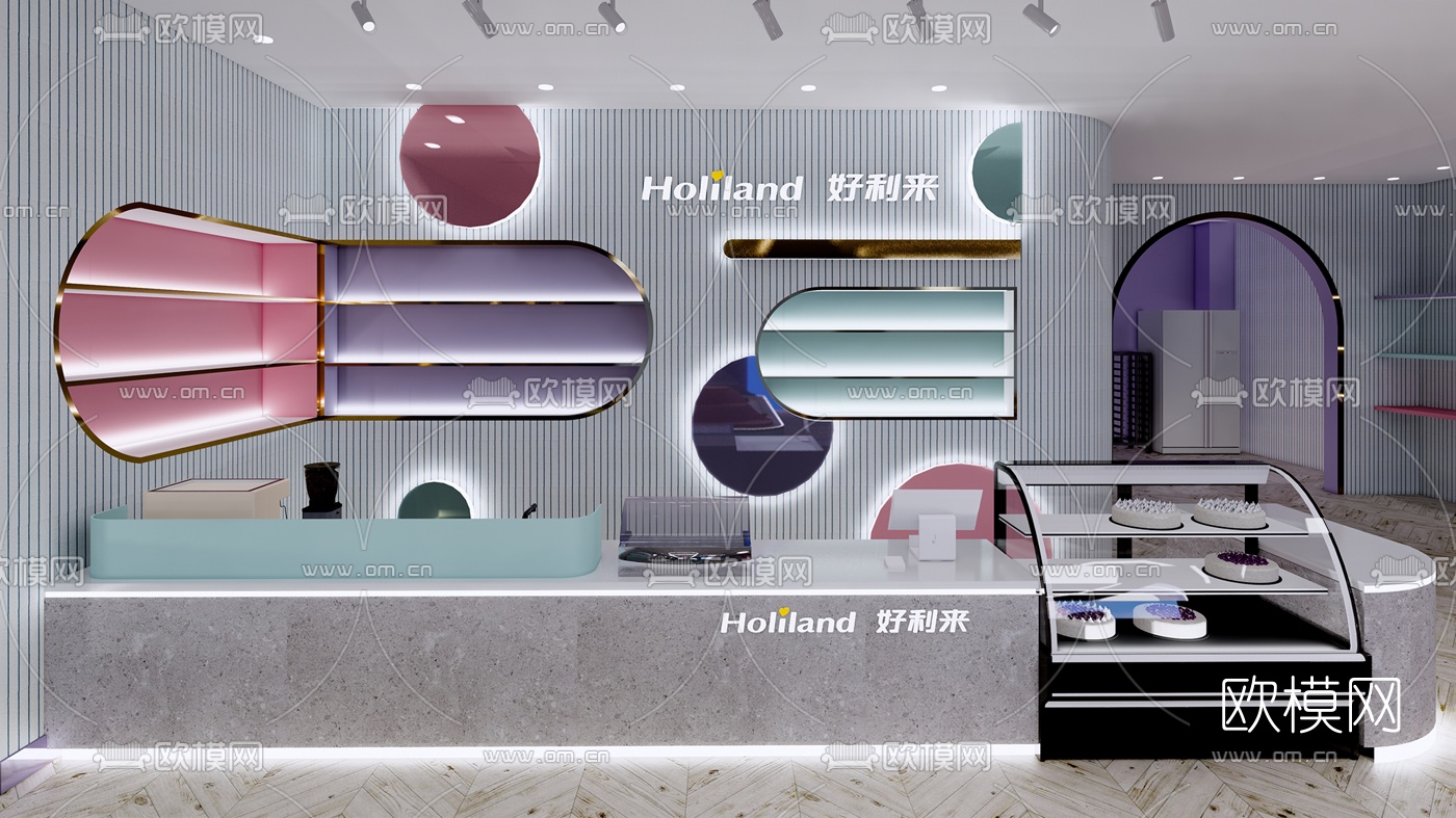 现代蛋糕店su模型下载