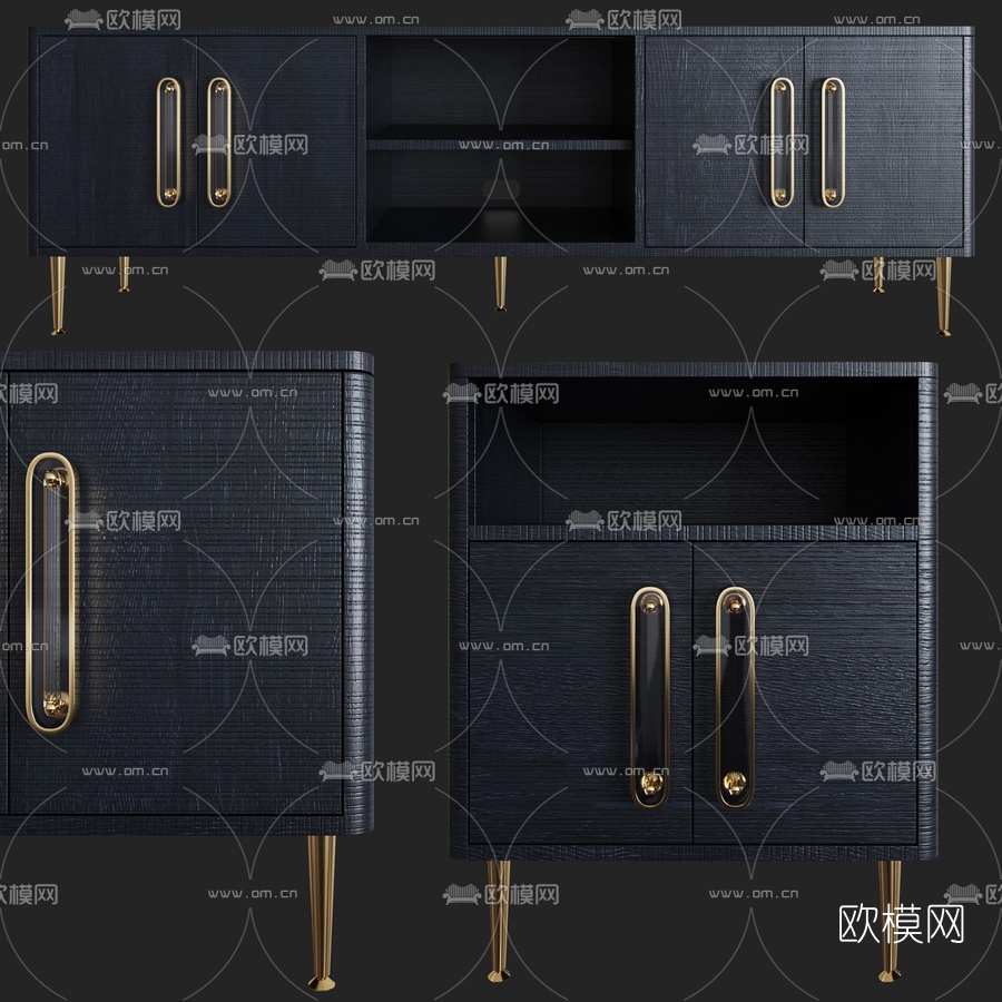 现代电视柜边柜3d模型下载（渲染图2）