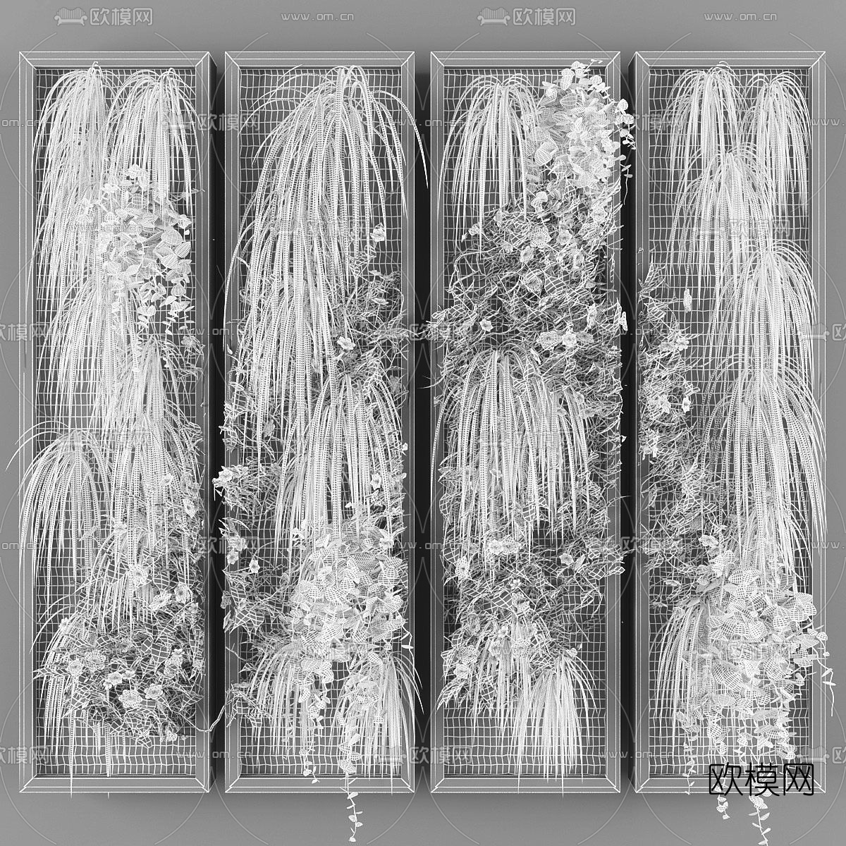 现代植物墙3d模型