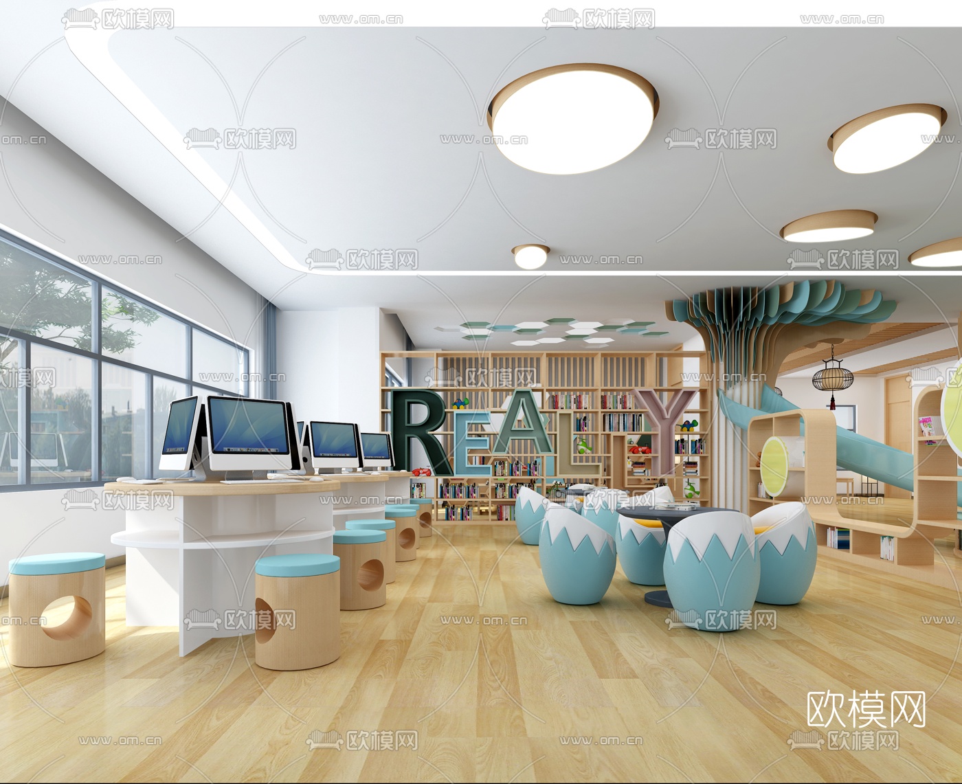 现代幼儿园活动室3d模型