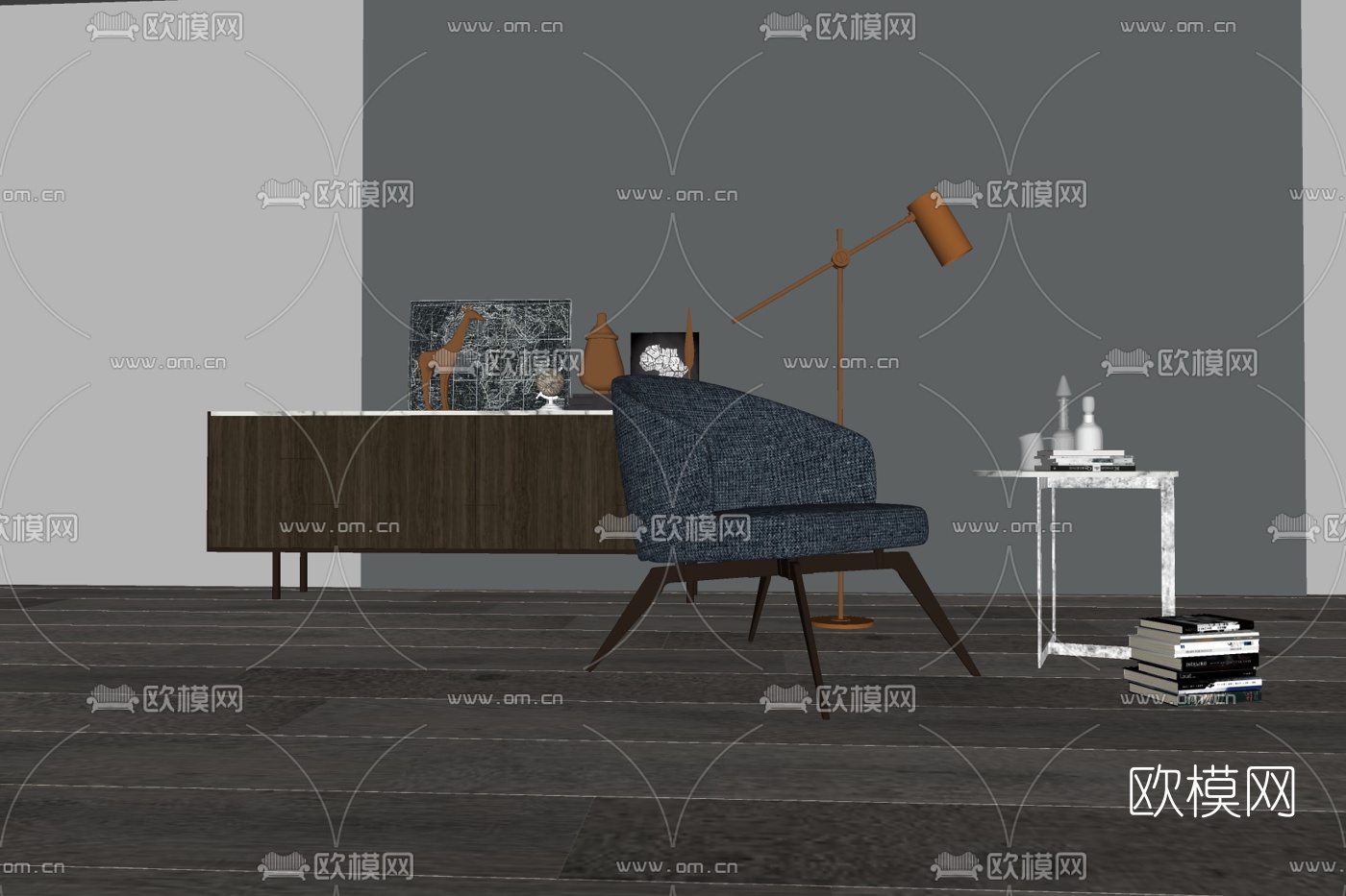 现代布艺休闲椅su模型