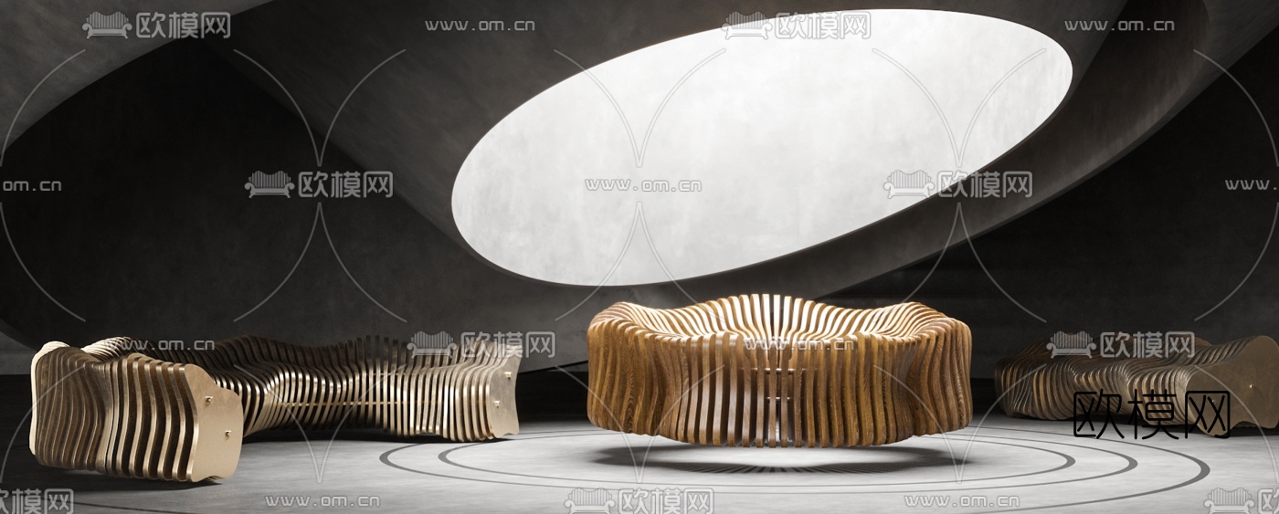 现代金属异形沙发3d模型