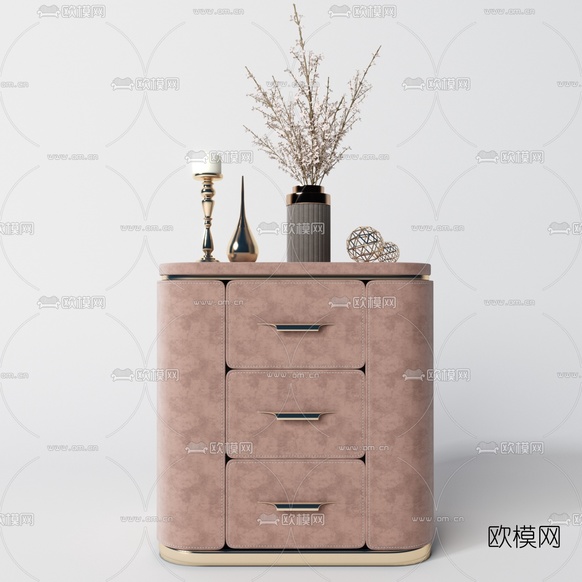 现代绒布床头柜3d模型下载(渲染图3)