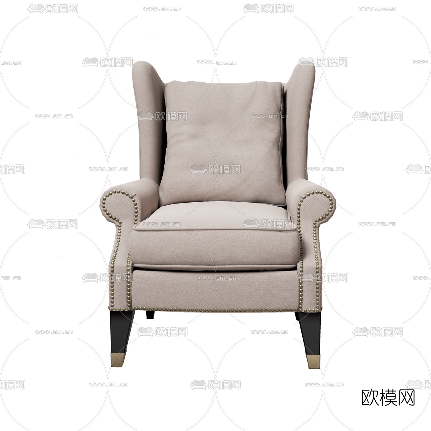 美式布艺单人沙发3d模型