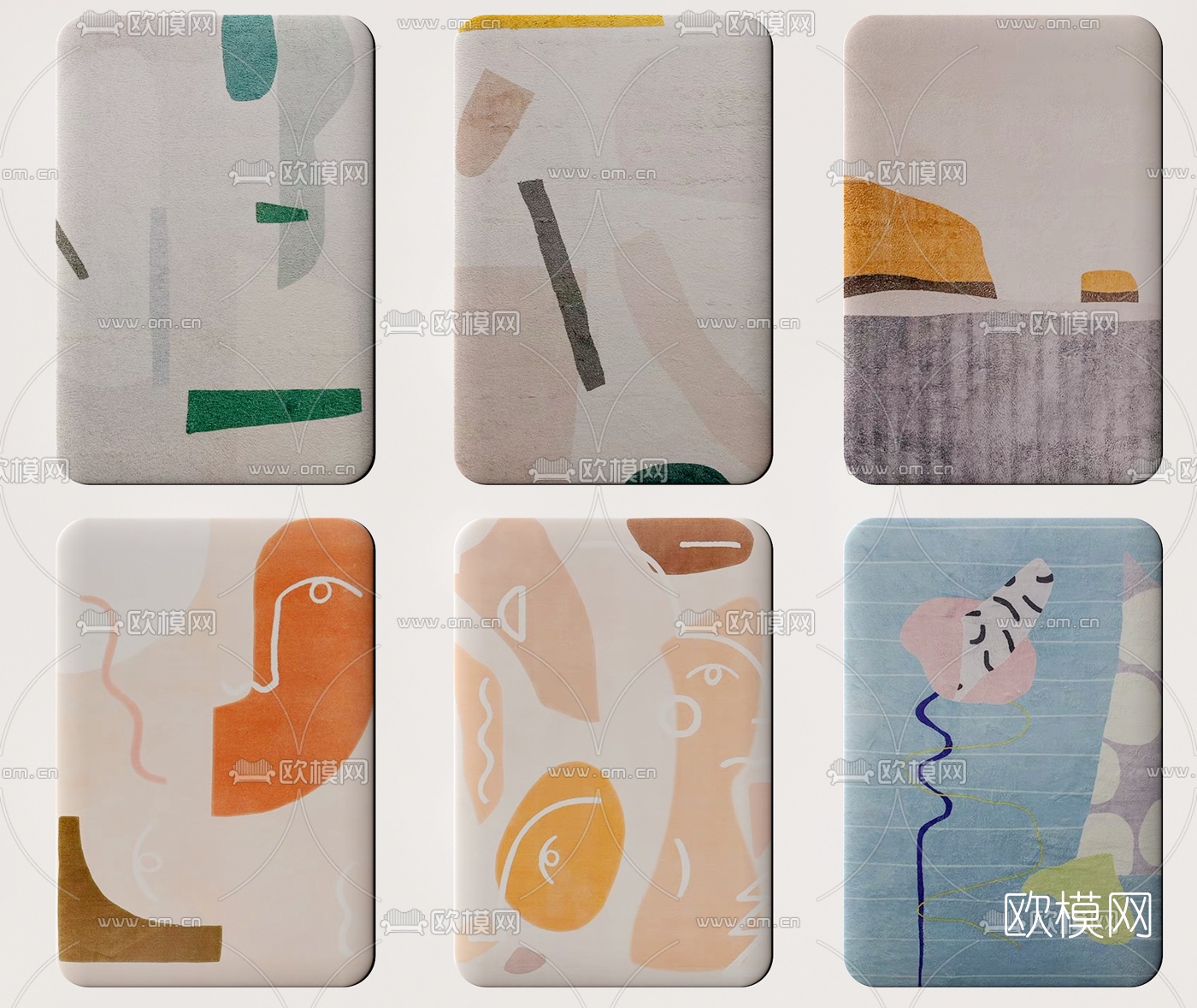 北欧布艺抽象地毯3d模型下载