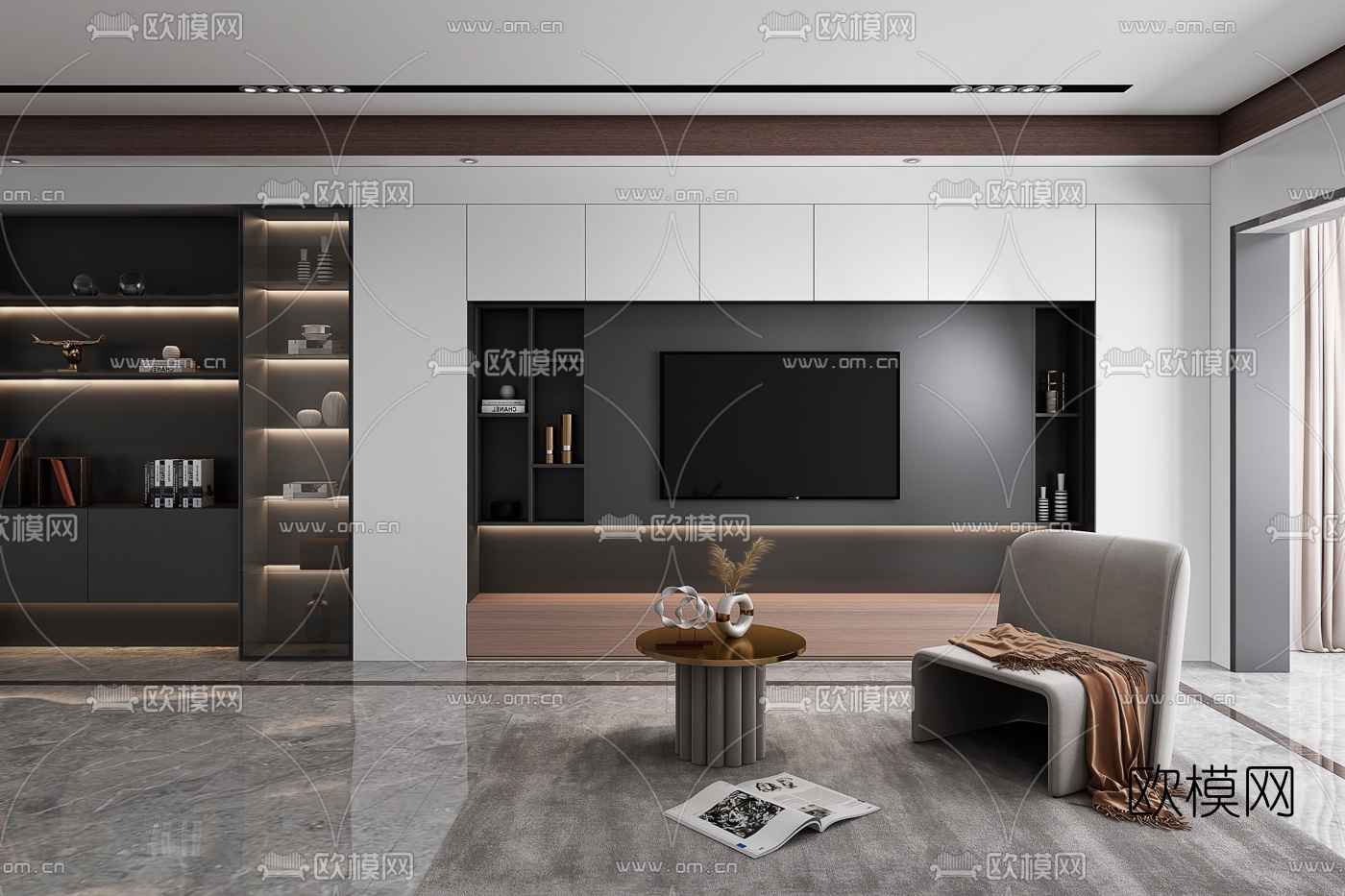 现代简约客厅3d模型