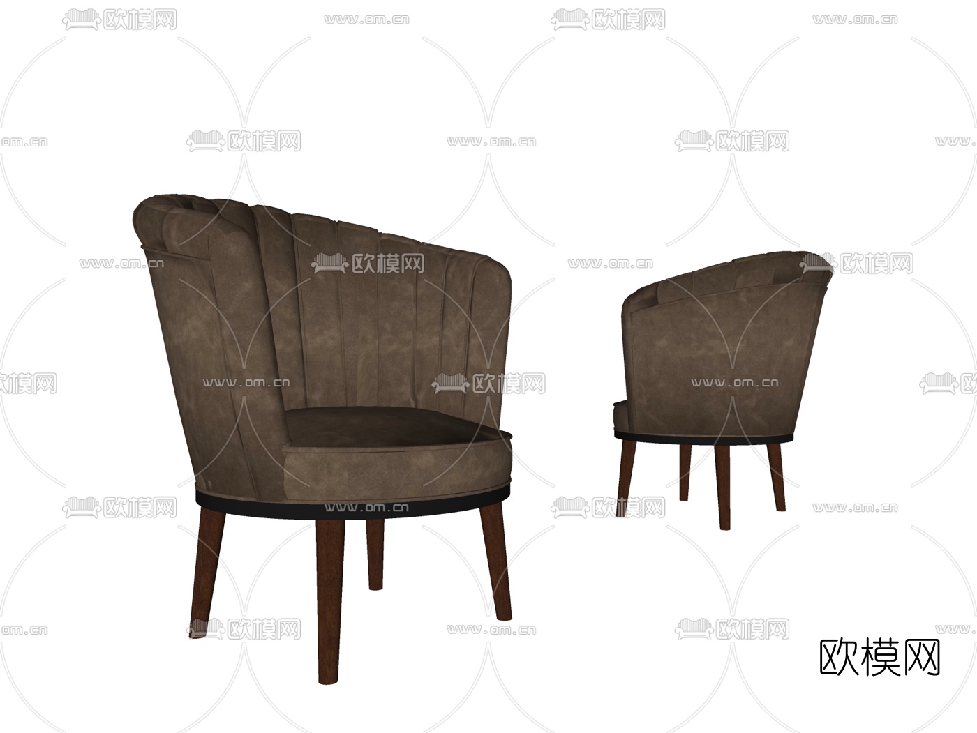 现代布艺单椅su模型下载