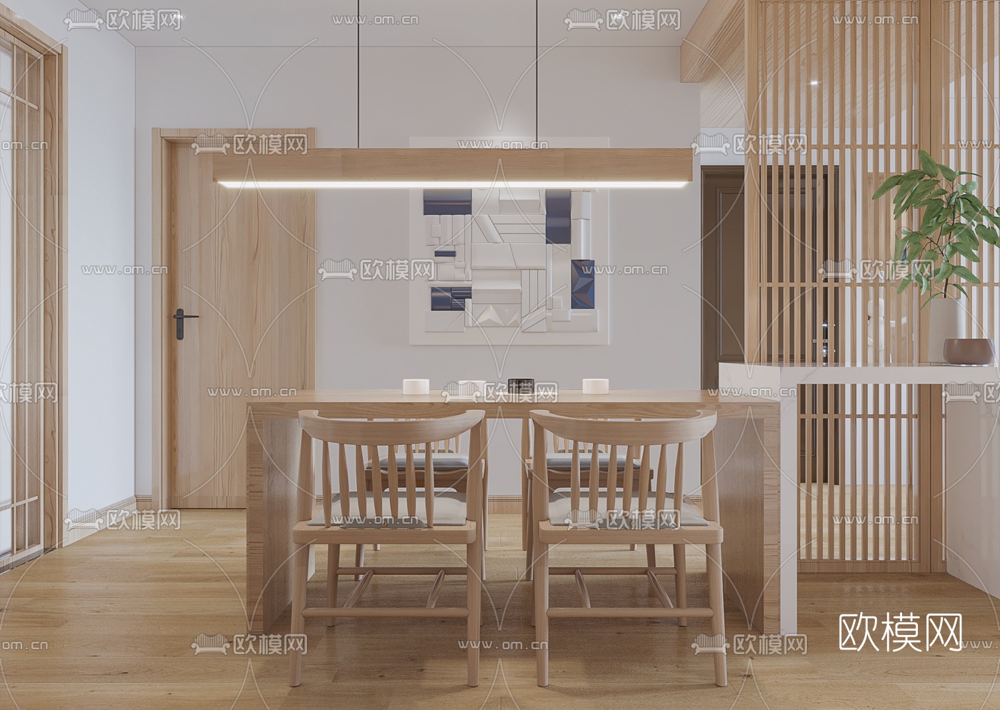 日式客厅餐厅3d模型