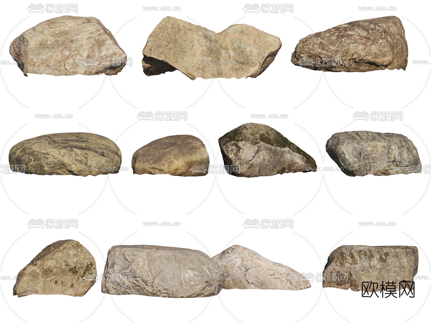 自然风石头石块3d模型下载（渲染图2）